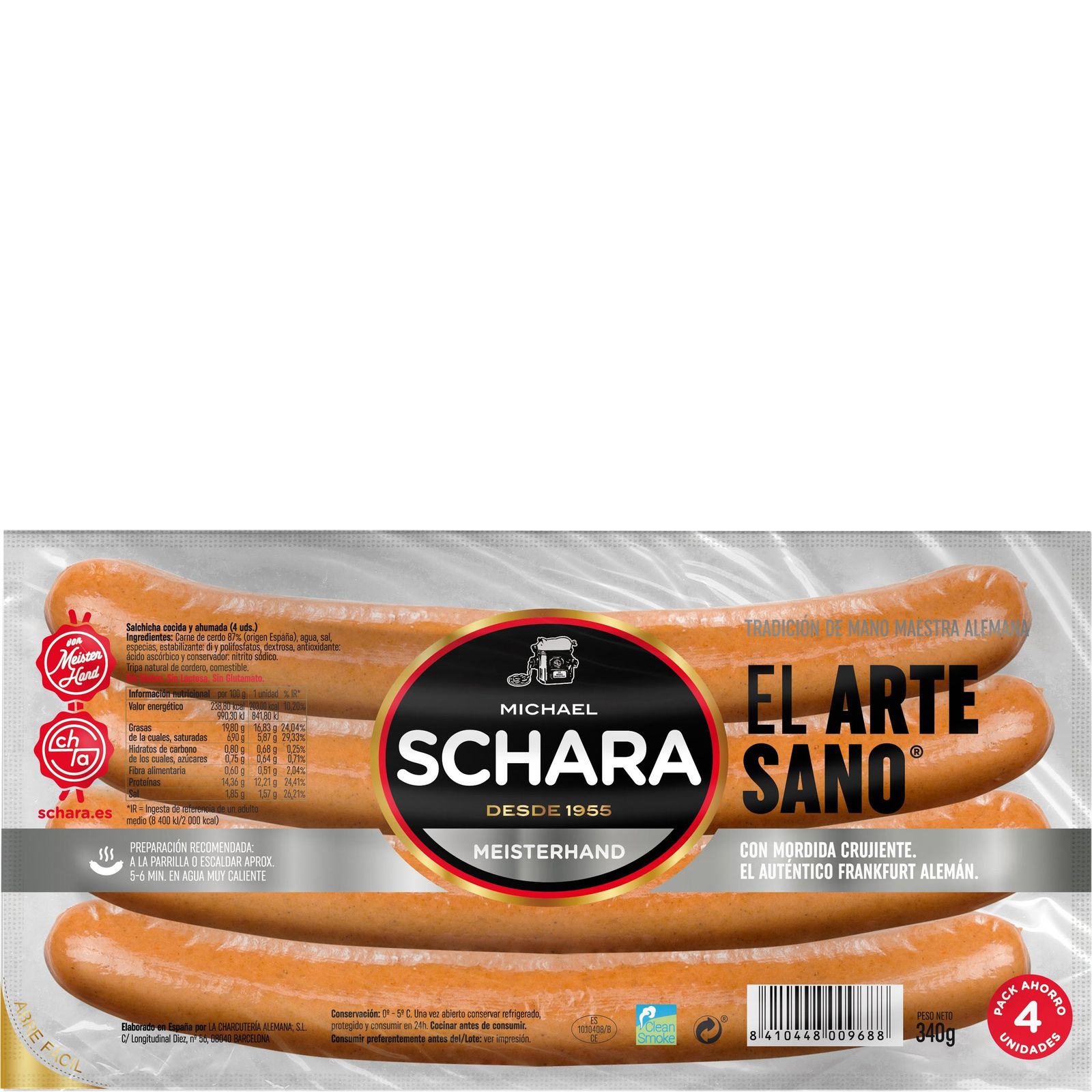 Salchichas el artesano 4 unidades 340 g