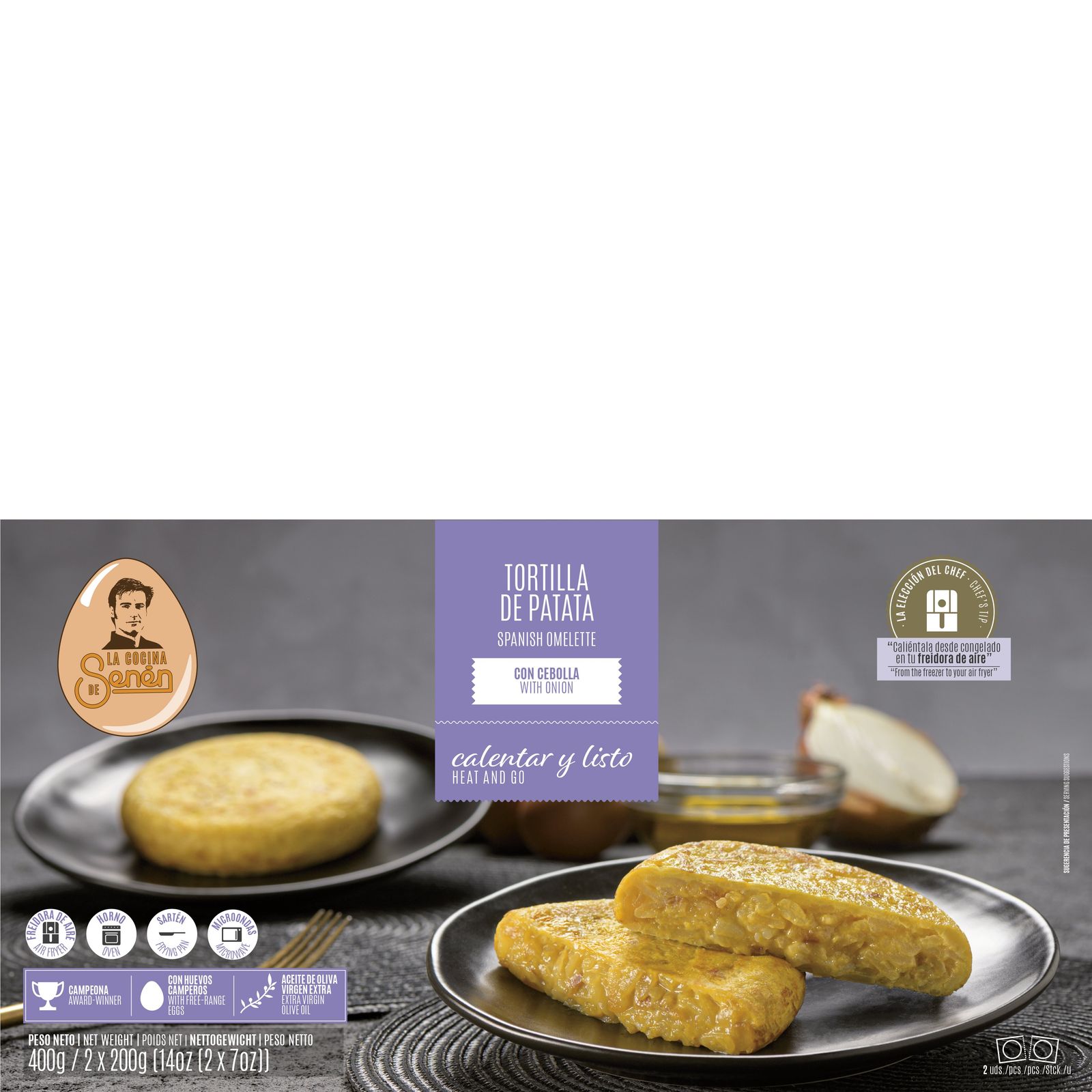 Tortilla de patata con cebolla 2 unidades 400 g