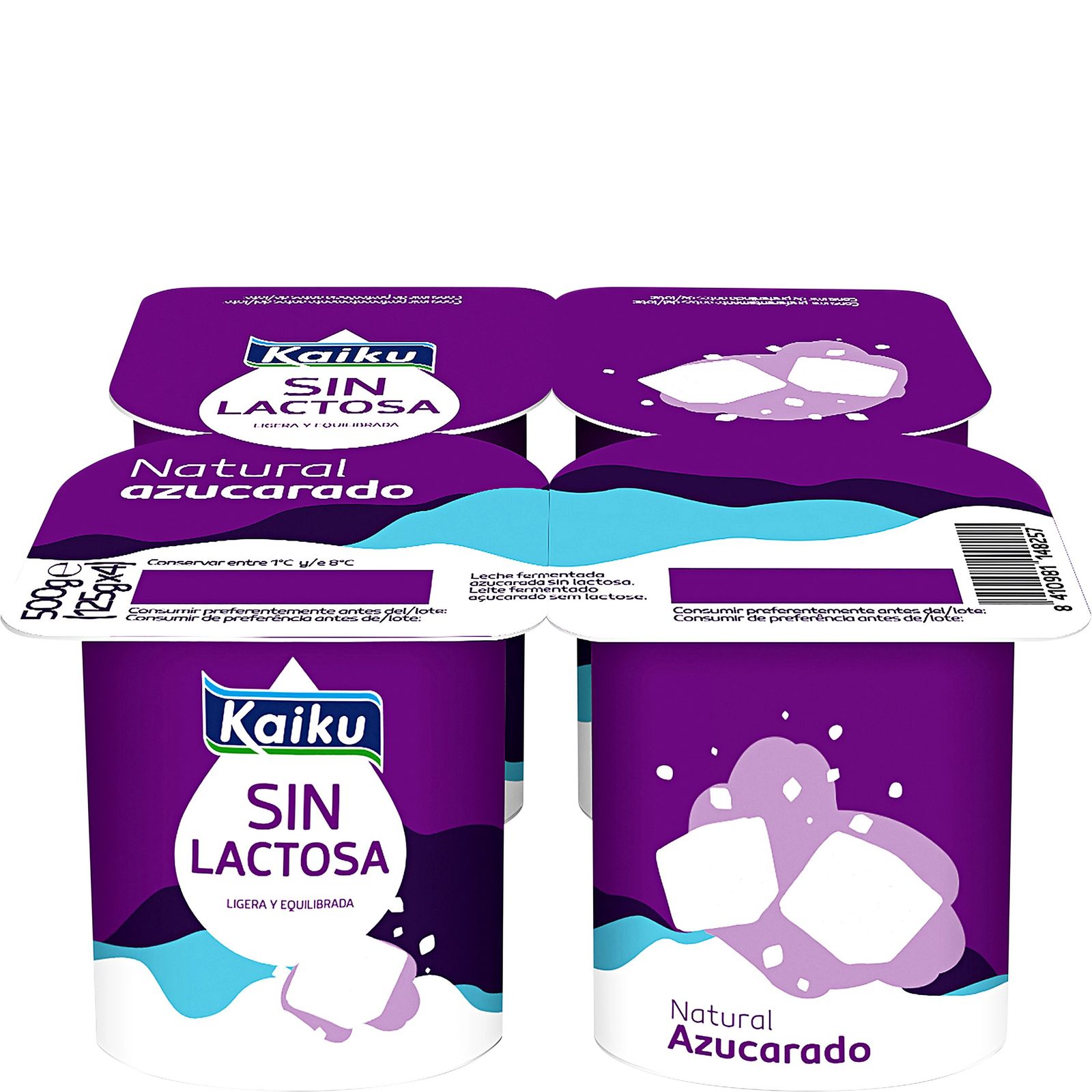 Yogur natural sin lactosa azucarado 4×125 g