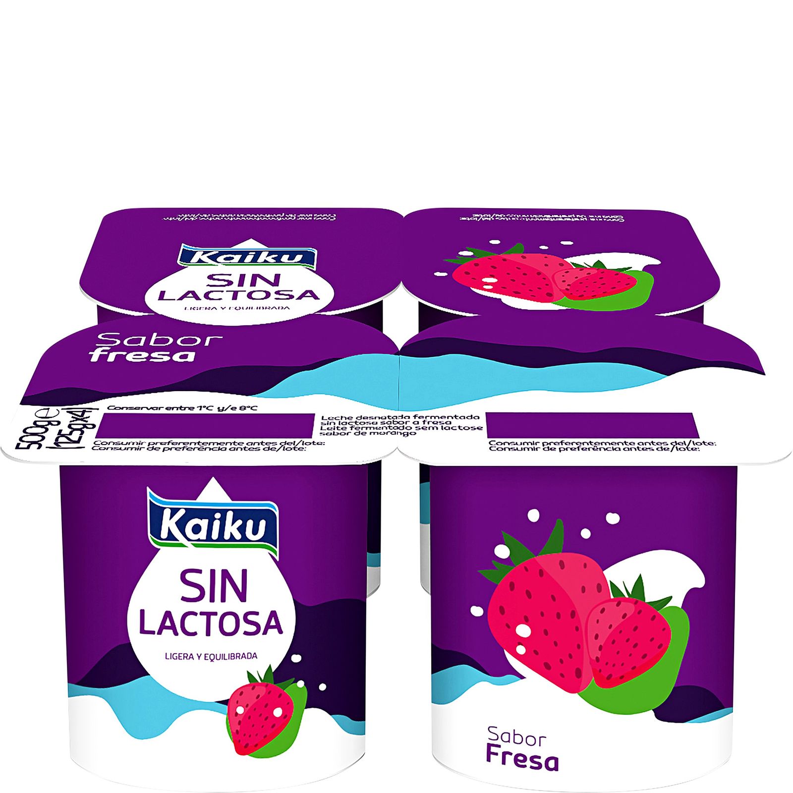 Yogur sin lactosa sabor fresa 4×125 g