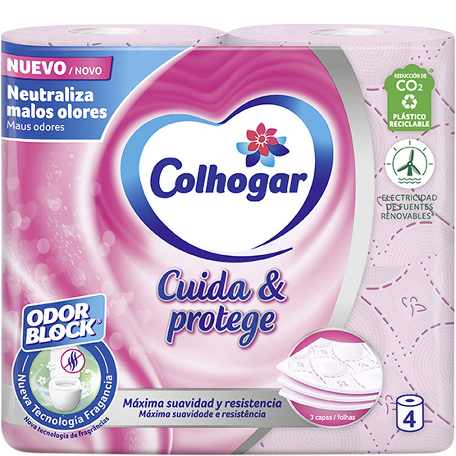 Papel higiénico rosa 4 rollos