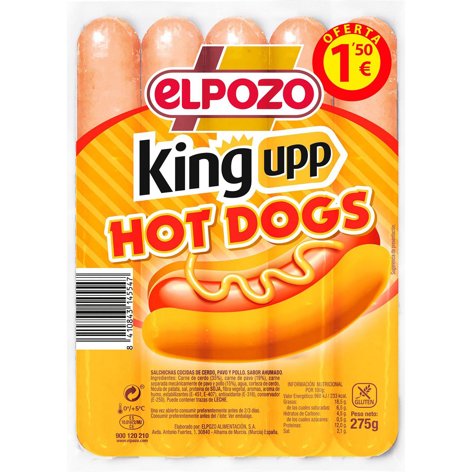 Salchicha para hot dog 5 unidades 275 g