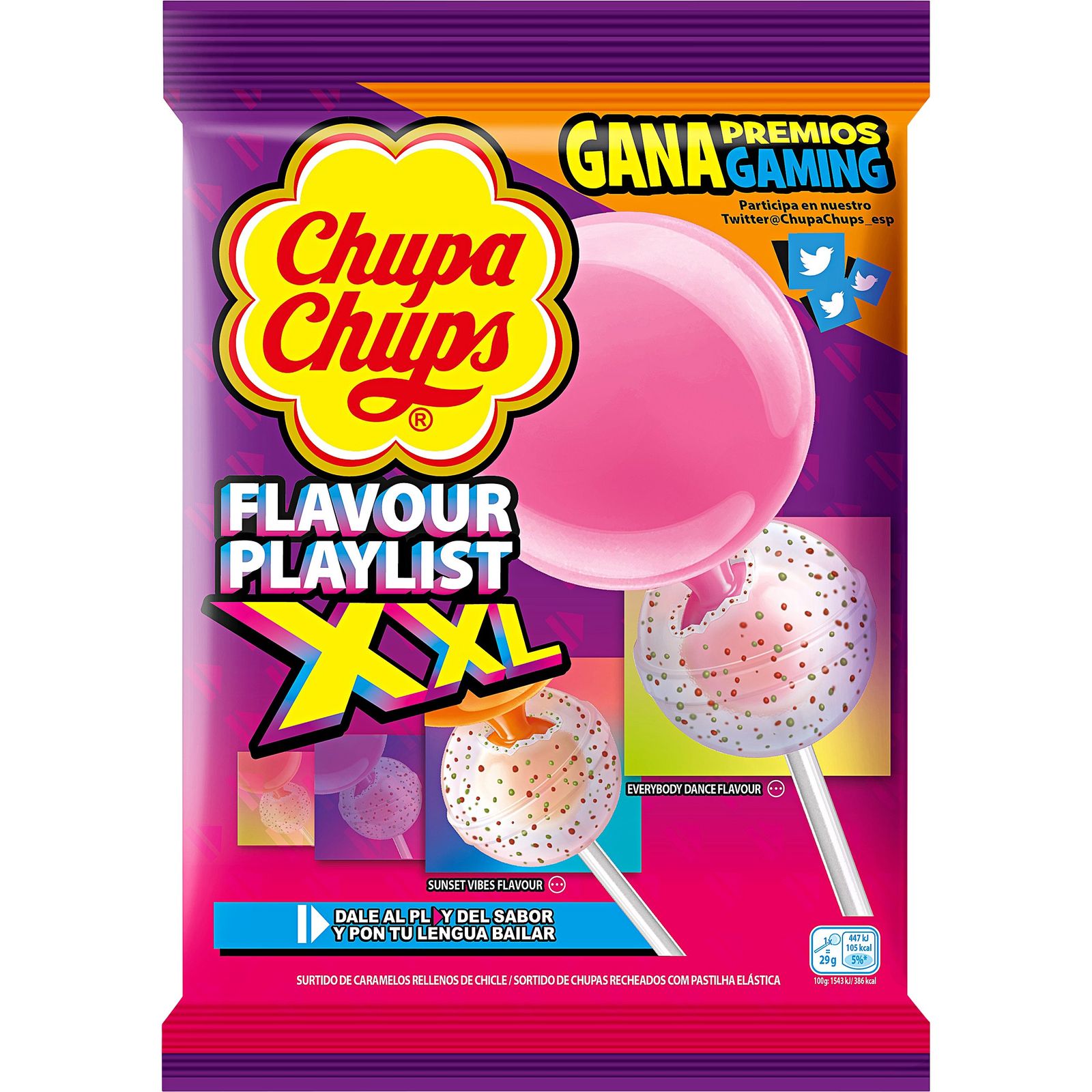 Caramelo con palo playlist XXL 6 ud