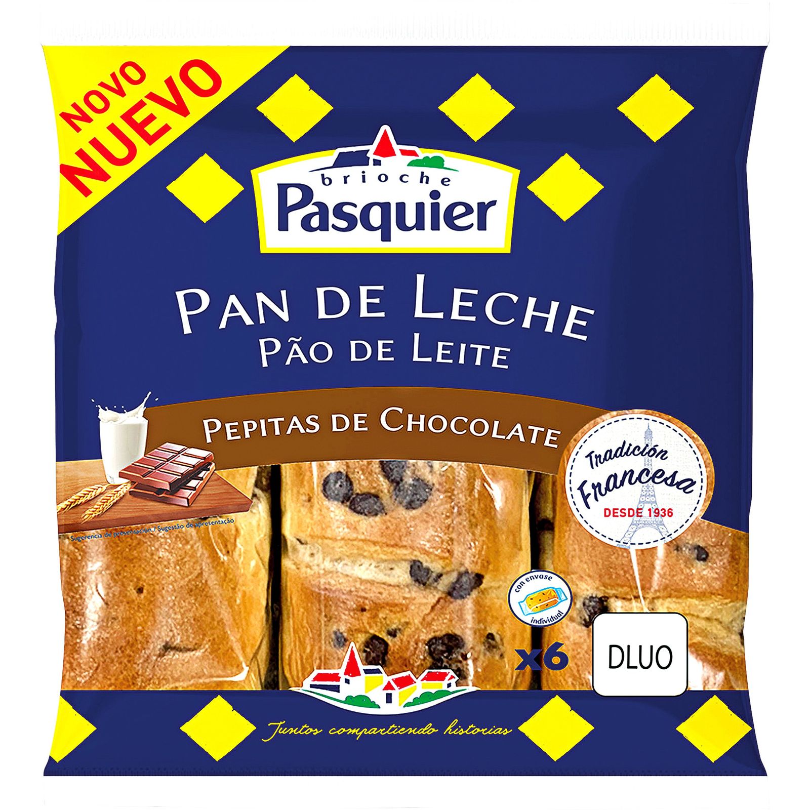 Pan de leche con pepitas de chocolate 6 unidades