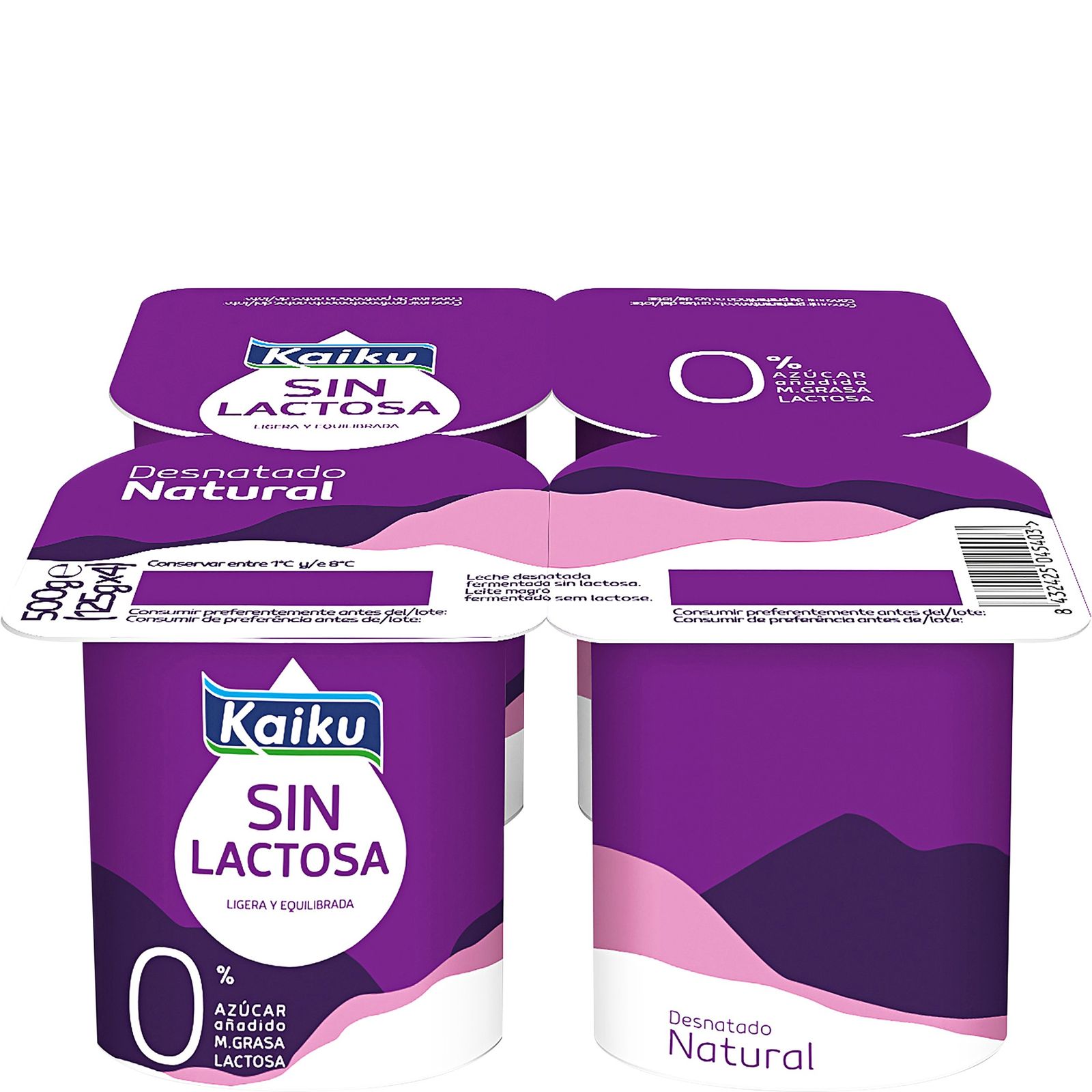 Yogur natural desnatado sin lactosa 4x125 g