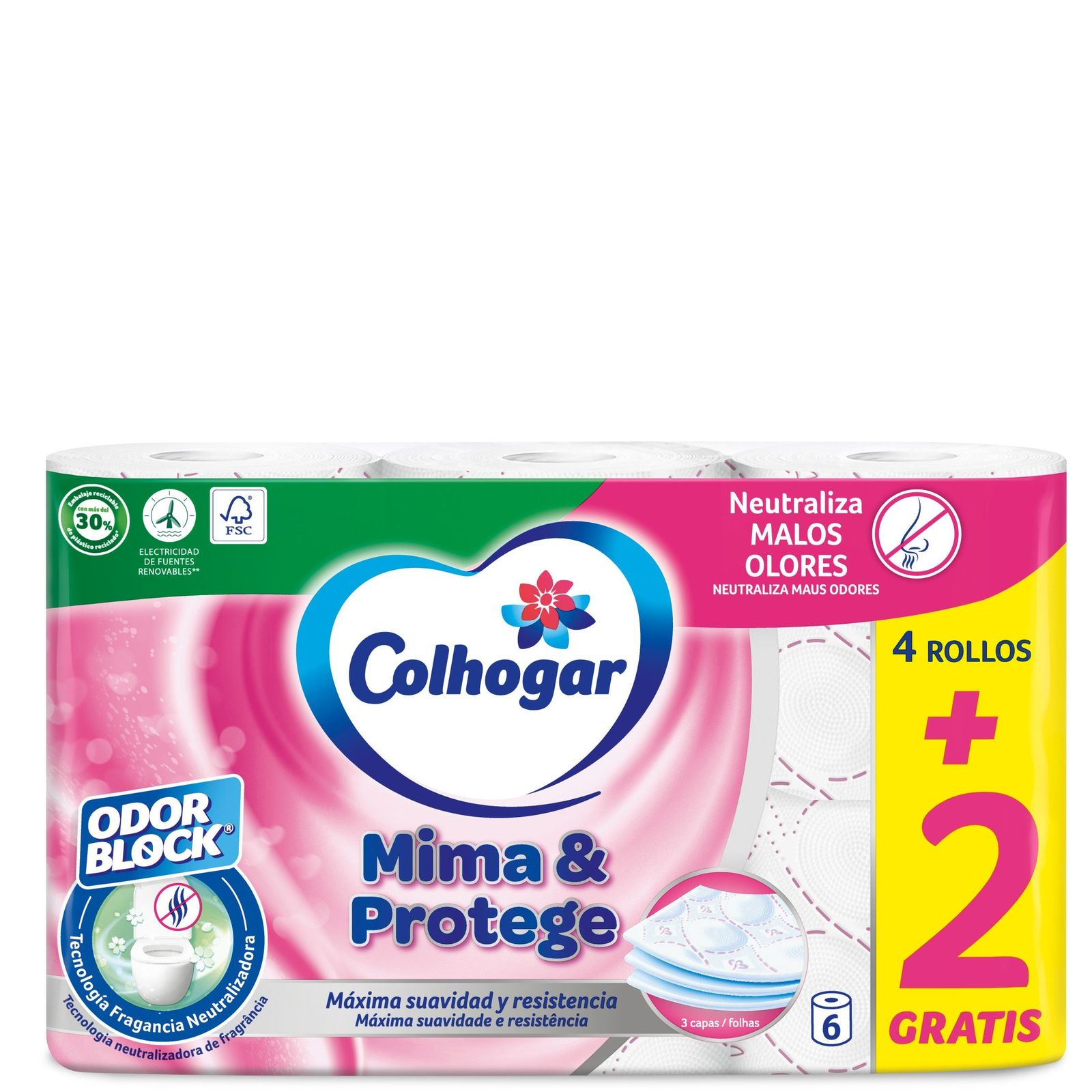 Papel higiénico Protect Care 4+2 rollos