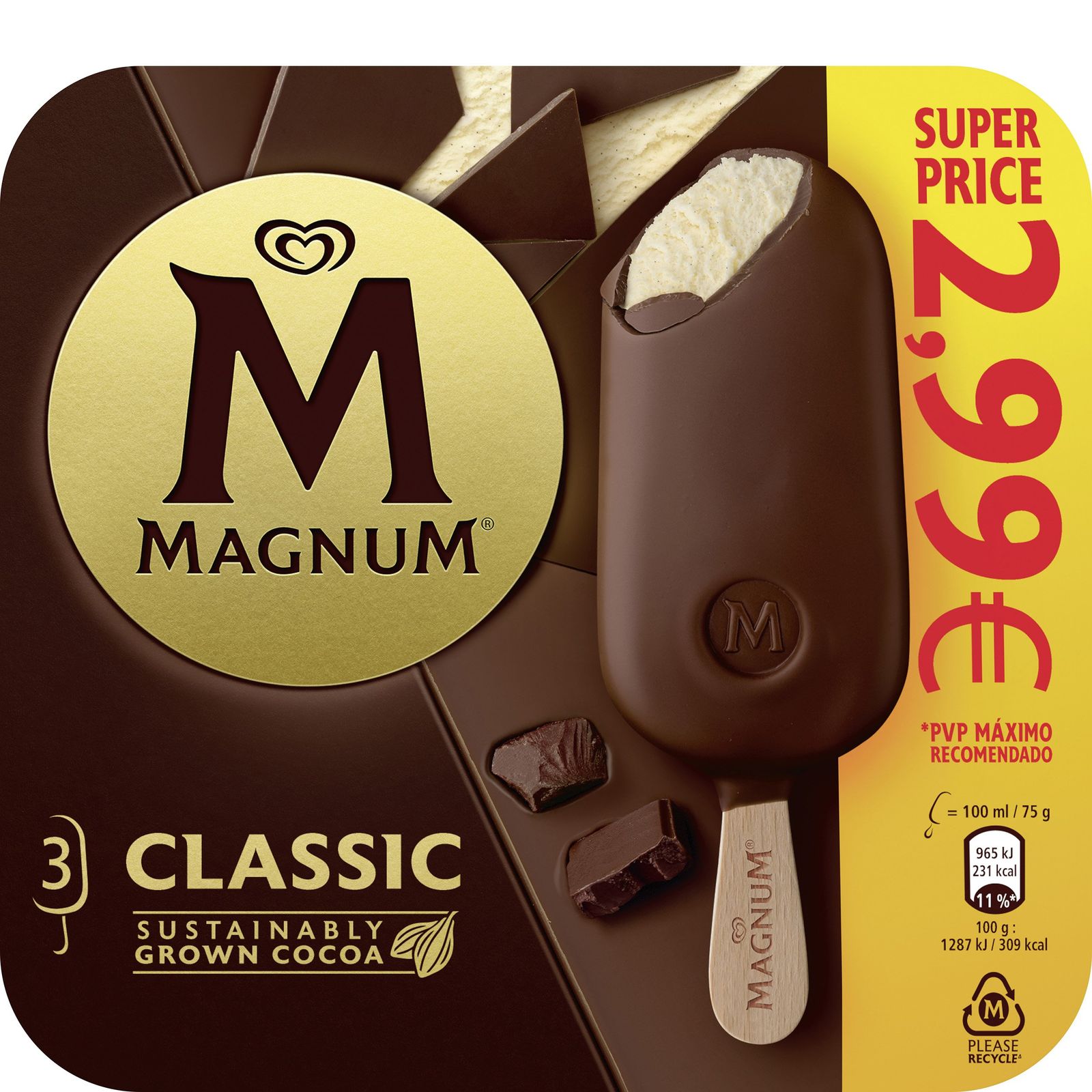 Helado classic 3 unidades