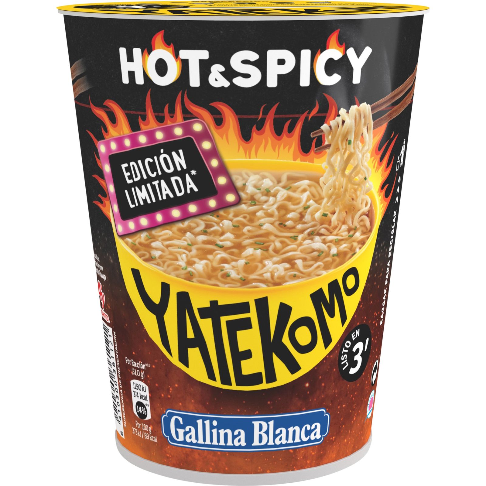 Yatekomo Hot&Spicy vaso de 60 g